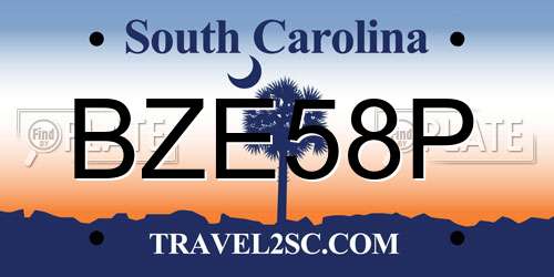 BZE58P South Carolina License Plate