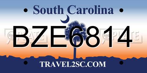 BZE6814 South Carolina License Plate
