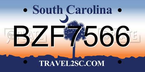 BZF7566 South Carolina License Plate