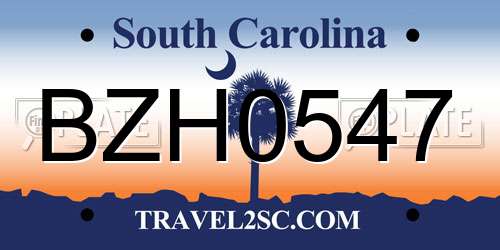 BZH0547 South Carolina License Plate