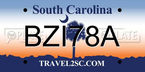 BZI78A South Carolina License Plate