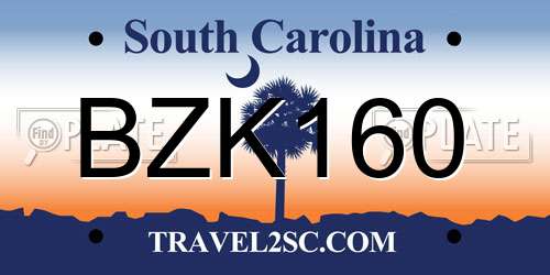 BZK160 South Carolina License Plate