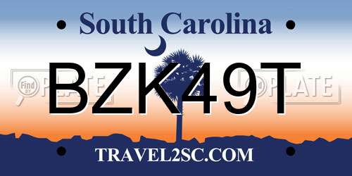 BZK49T South Carolina License Plate