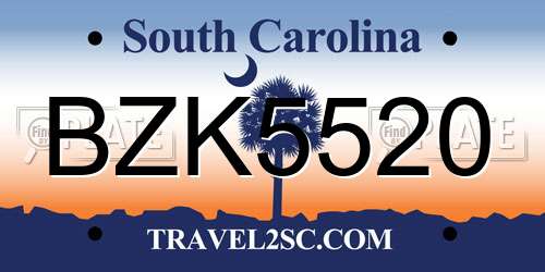 BZK5520 South Carolina License Plate