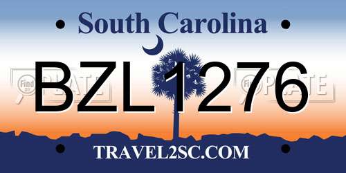 BZL1276 South Carolina License Plate