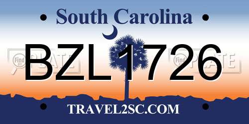 BZL1726 South Carolina License Plate