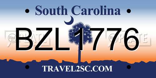 BZL1776 South Carolina License Plate