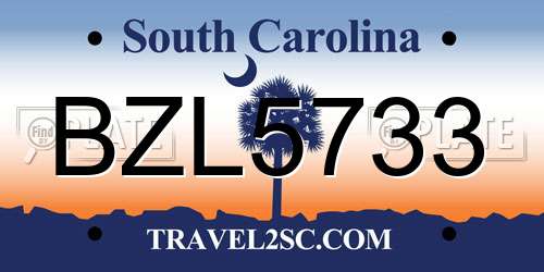 BZL5733 South Carolina License Plate