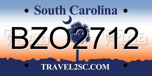 BZO2712 South Carolina License Plate