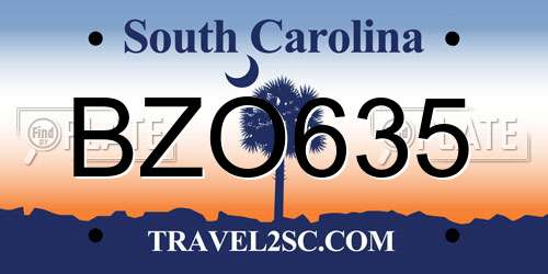 BZO635 South Carolina License Plate