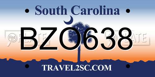 BZO638 South Carolina License Plate