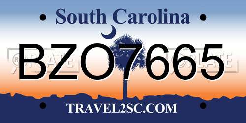 BZO7665 South Carolina License Plate