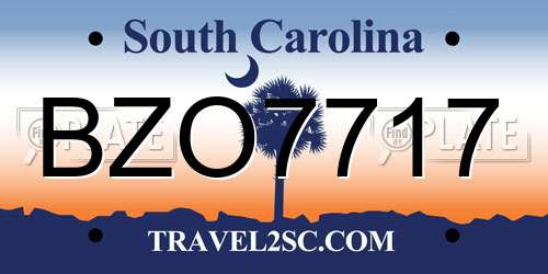 BZO7717 South Carolina License Plate
