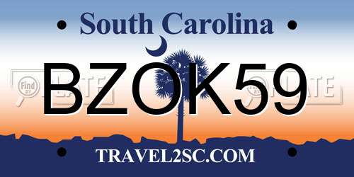 BZOK59 South Carolina License Plate