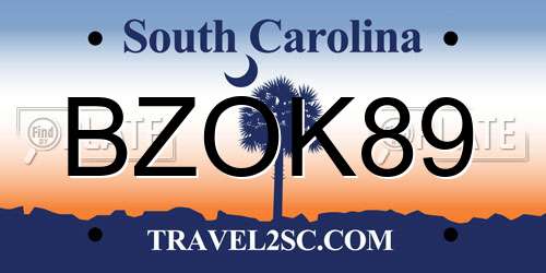 BZOK89 South Carolina License Plate
