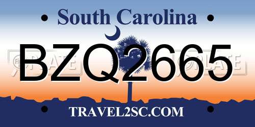 BZQ2665 South Carolina License Plate