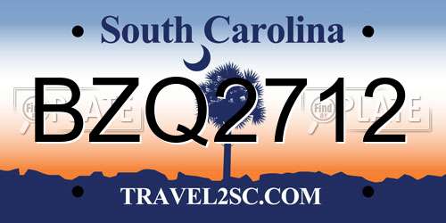 BZQ2712 South Carolina License Plate