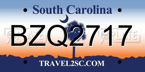 BZQ2717 South Carolina License Plate