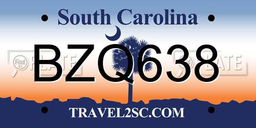 BZQ638 South Carolina License Plate