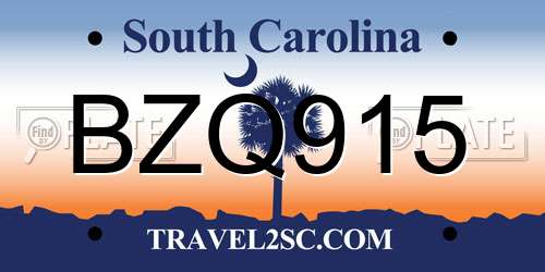 BZQ915 South Carolina License Plate