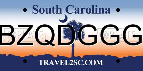 BZQDGGG South Carolina License Plate