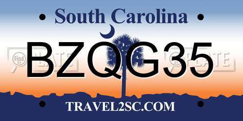 BZQG35 South Carolina License Plate