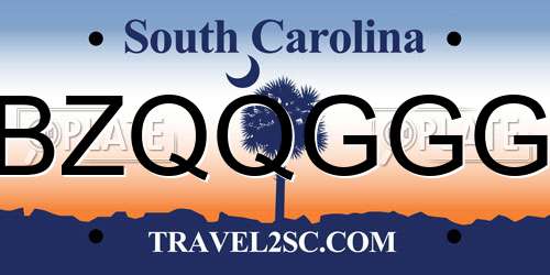 BZQQGGG South Carolina License Plate