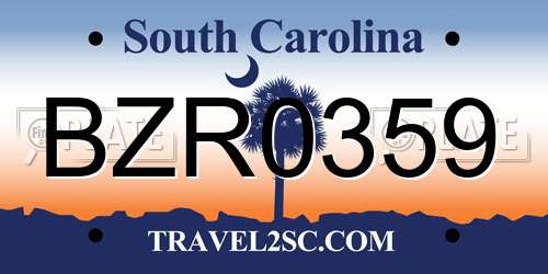 BZR0359 South Carolina License Plate