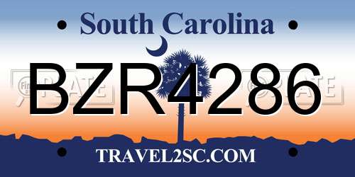 BZR4286 South Carolina License Plate