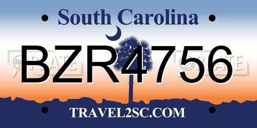 BZR4756 South Carolina License Plate