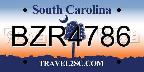 BZR4786 South Carolina License Plate