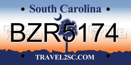 BZR5174 South Carolina License Plate