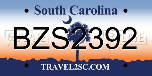 BZS2392 South Carolina License Plate