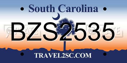 BZS2535 South Carolina License Plate