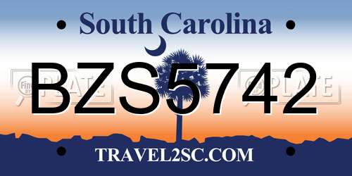 BZS5742 South Carolina License Plate