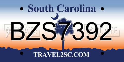BZS7392 South Carolina License Plate