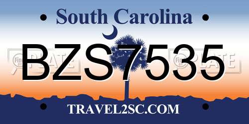 BZS7535 South Carolina License Plate