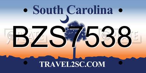 BZS7538 South Carolina License Plate