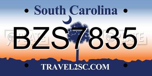 BZS7835 South Carolina License Plate