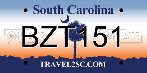BZT151 South Carolina License Plate