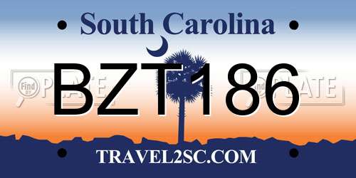 BZT186 South Carolina License Plate