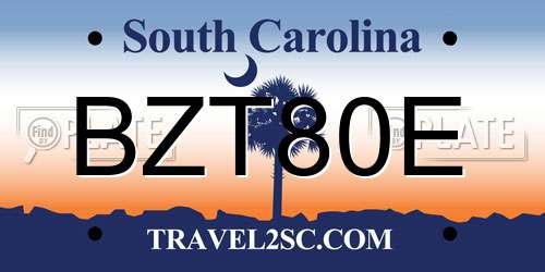 BZT80E South Carolina License Plate