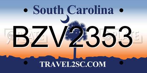 BZV2353 South Carolina License Plate