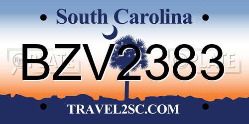 BZV2383 South Carolina License Plate