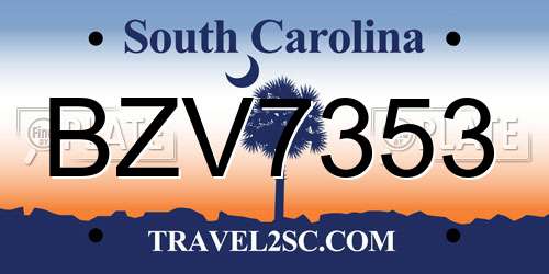 BZV7353 South Carolina License Plate