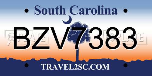 BZV7383 South Carolina License Plate