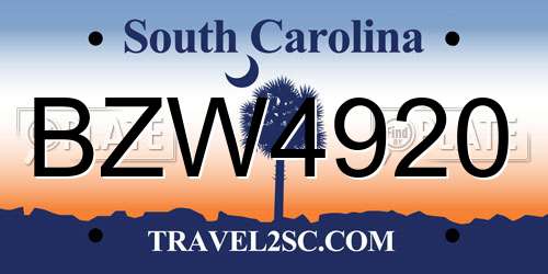 BZW4920 South Carolina License Plate