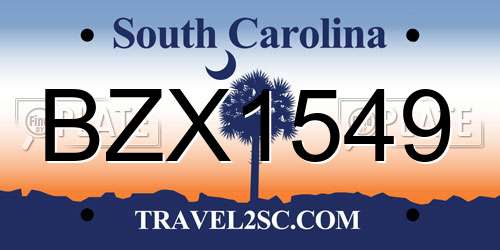 BZX1549 South Carolina License Plate