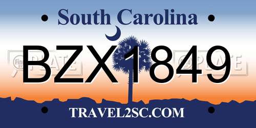 BZX1849 South Carolina License Plate