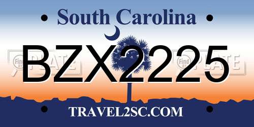 BZX2225 South Carolina License Plate